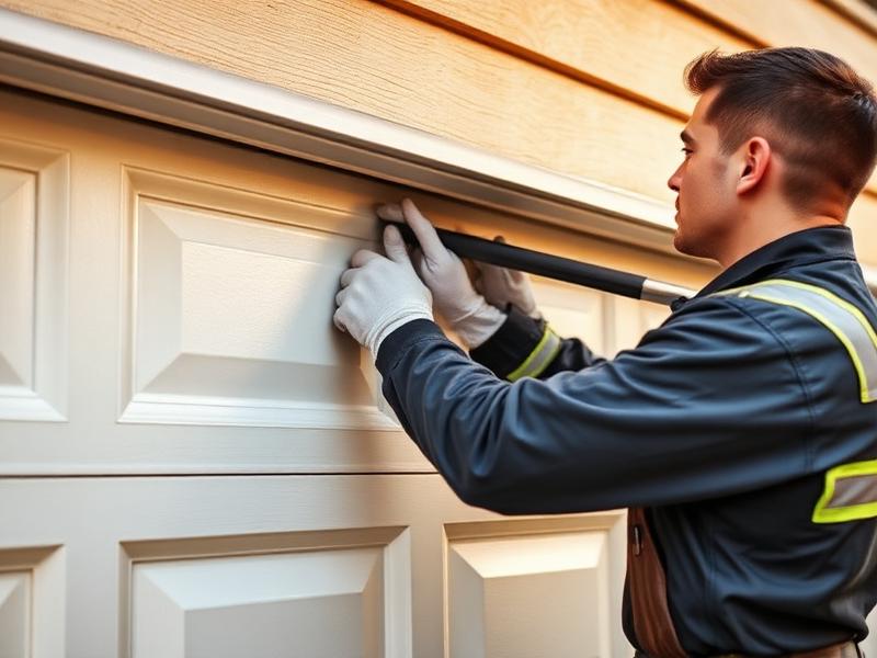 Rutherfordton Garage Doors certified technician installing garage door weather seal in Rutherfordton NC